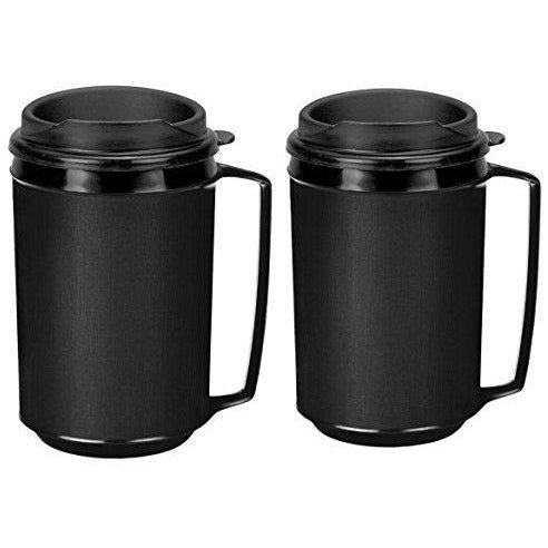 GAMA Electronics 20 oz ThermoServ Foam Insulated Coffee Mug Black/Green Two  Pack