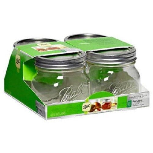 Ball Glass Mason Jar, Wide Mouth, 16 Ounces, 4 Count 