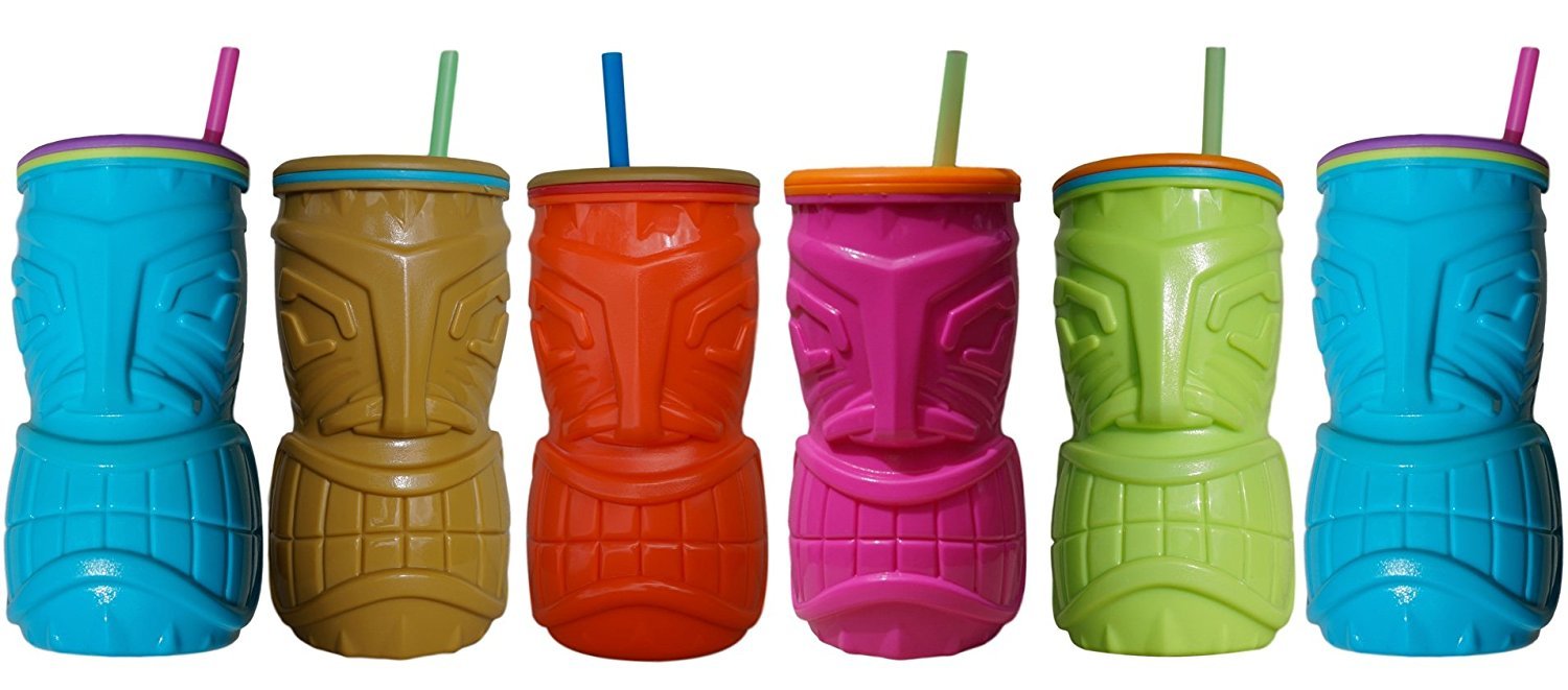 Luau BPA-Free Plastic Cups with Lids & Straws - 3 Ct.